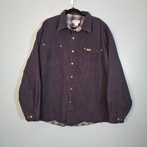 Vintage Carhartt Men's Dark Navy Canvas Plaid Flannel Lined Shirt Shacket 2XL‎